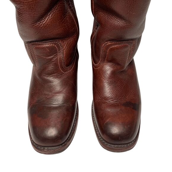 Rare! Vintage Frye Campus Shearling Tall Leather Pull On Boots Square Toe 7.5 - Picture 4 of 10